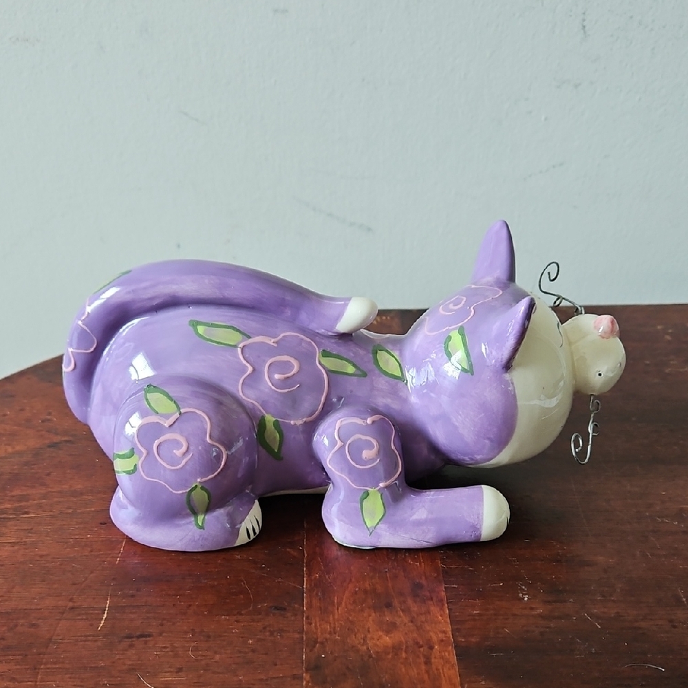 Vintage 2003 Dennis East Purple Floral Cat